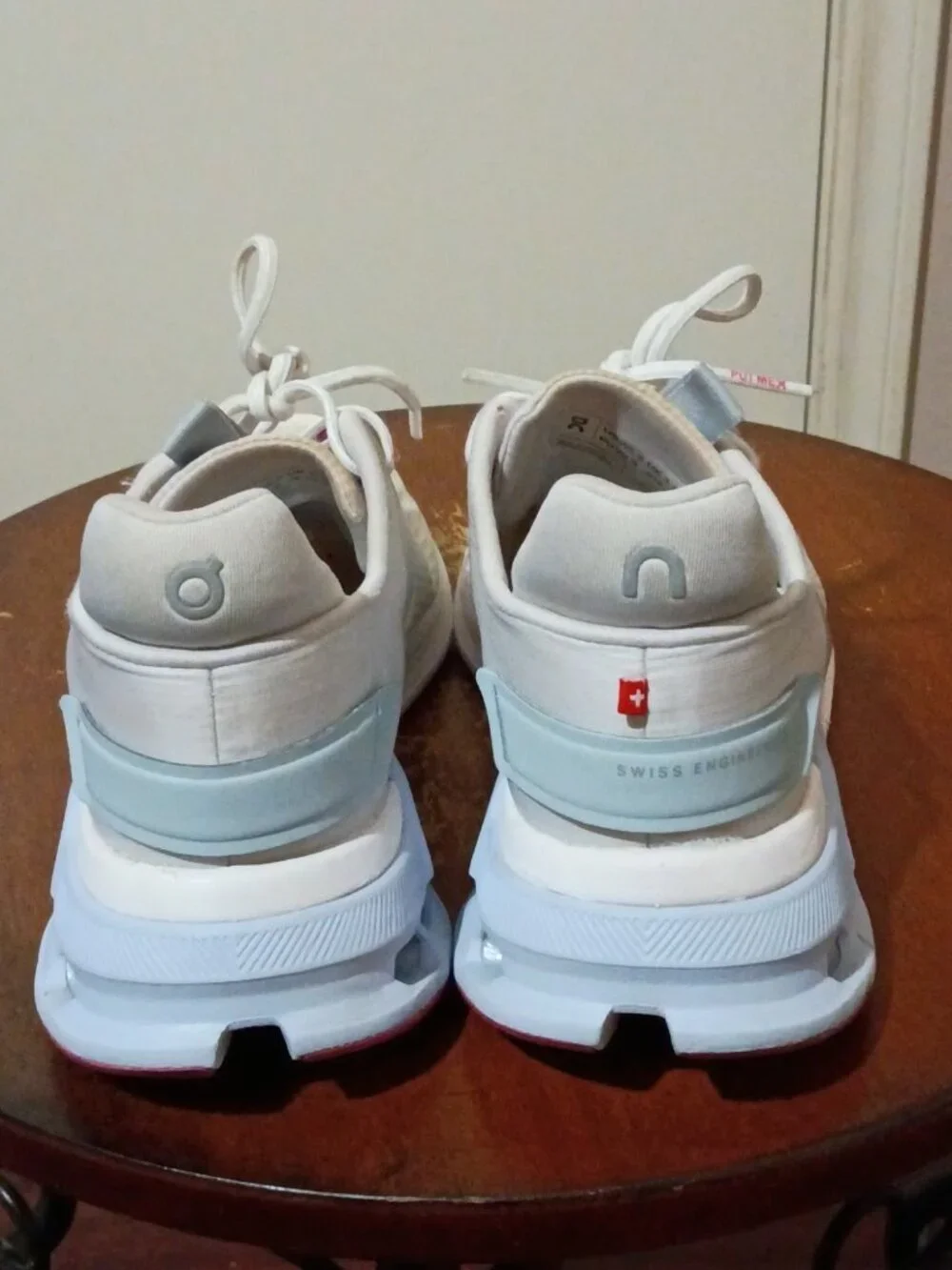 On Cloudnova Flux-Women's Mesh Sneakers-Undyed White Heather Pink Gray-Size 5.5